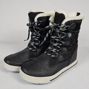 Merrell Heidi Waterproof Suede Sherpa Womens Snow Boot  Winter Black 5 Size 36